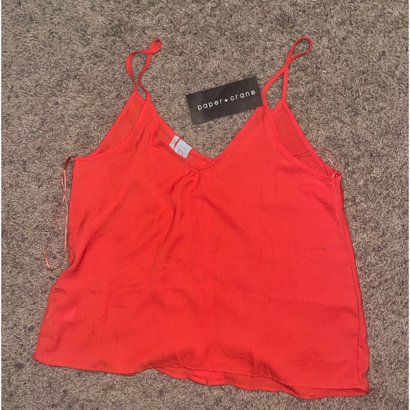 Paper Crane Orange button up tank top - Picture 3 of 4